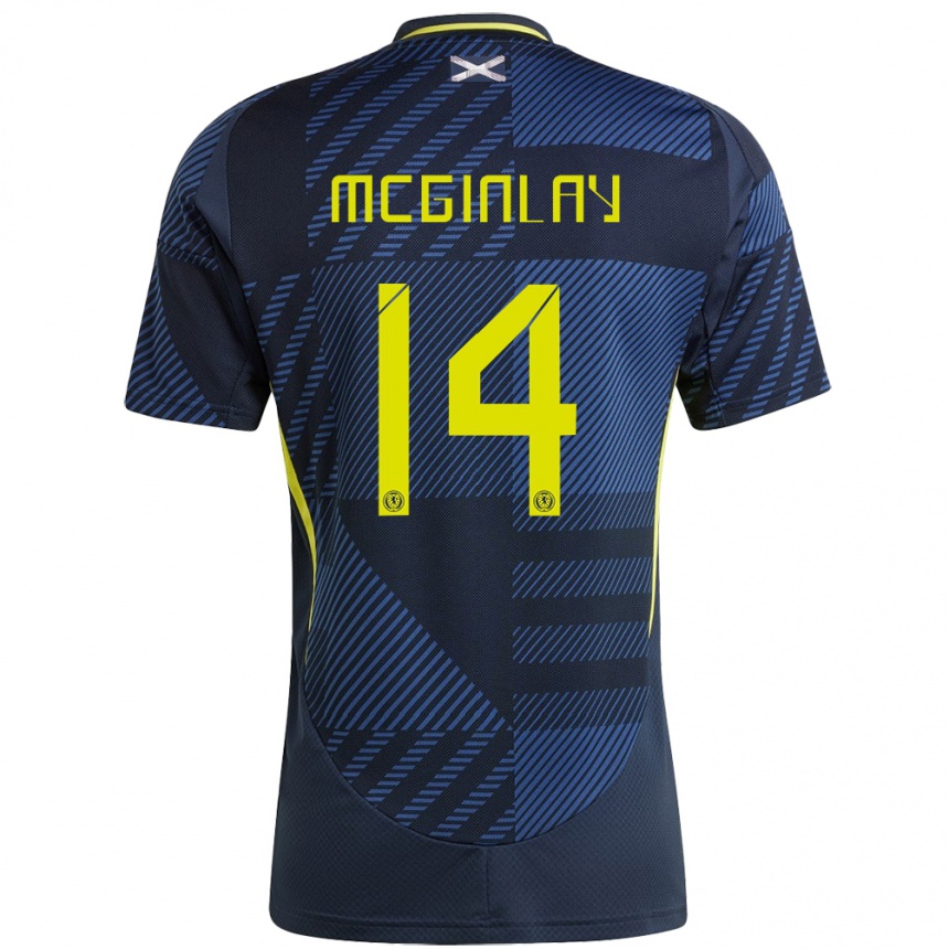 Gyermek Labdarúgás Skócia Aiden Mcginlay #14 Sötétkék Hazai Jersey 24-26 Mez Póló Ing