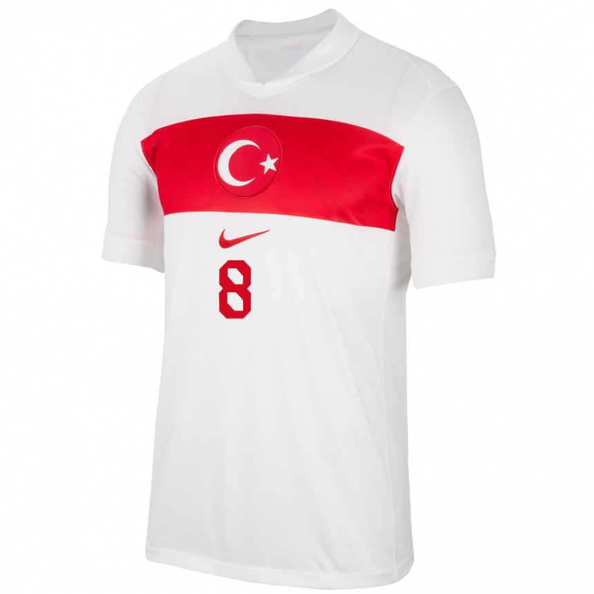 Gyermek Labdarúgás Törökország Arda Güler #8 Fehér Hazai Jersey 24-26 Mez Póló Ing