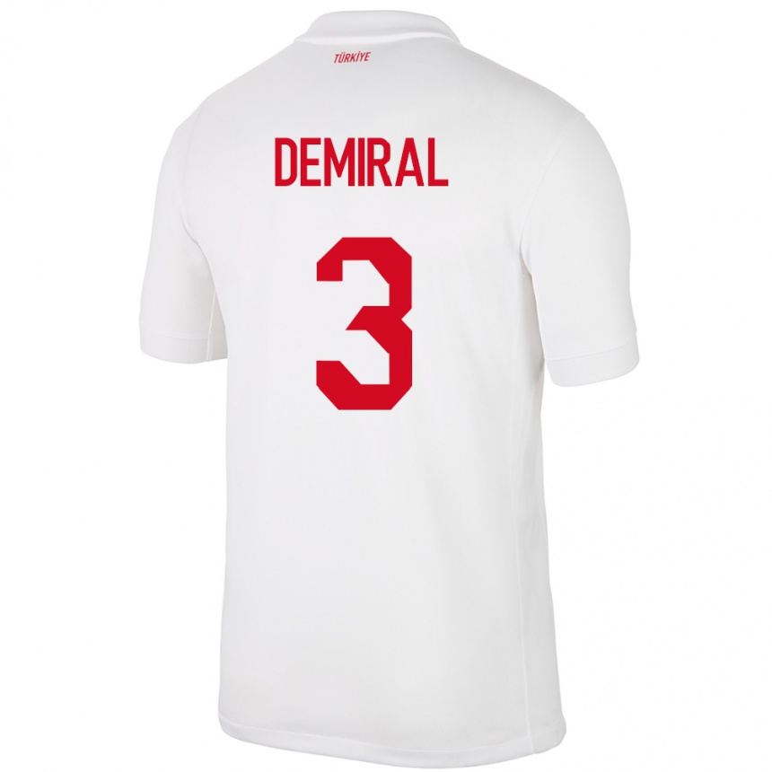 Gyermek Labdarúgás Törökország Merih Demiral #3 Fehér Hazai Jersey 24-26 Mez Póló Ing