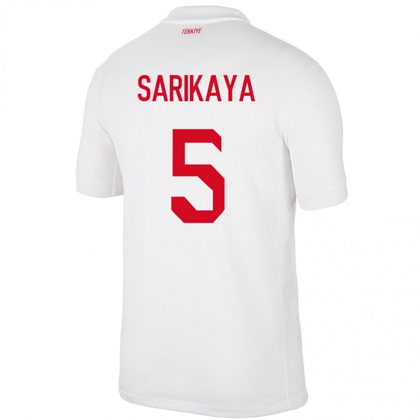 Gyermek Labdarúgás Törökország Efe Sarıkaya #5 Fehér Hazai Jersey 24-26 Mez Póló Ing