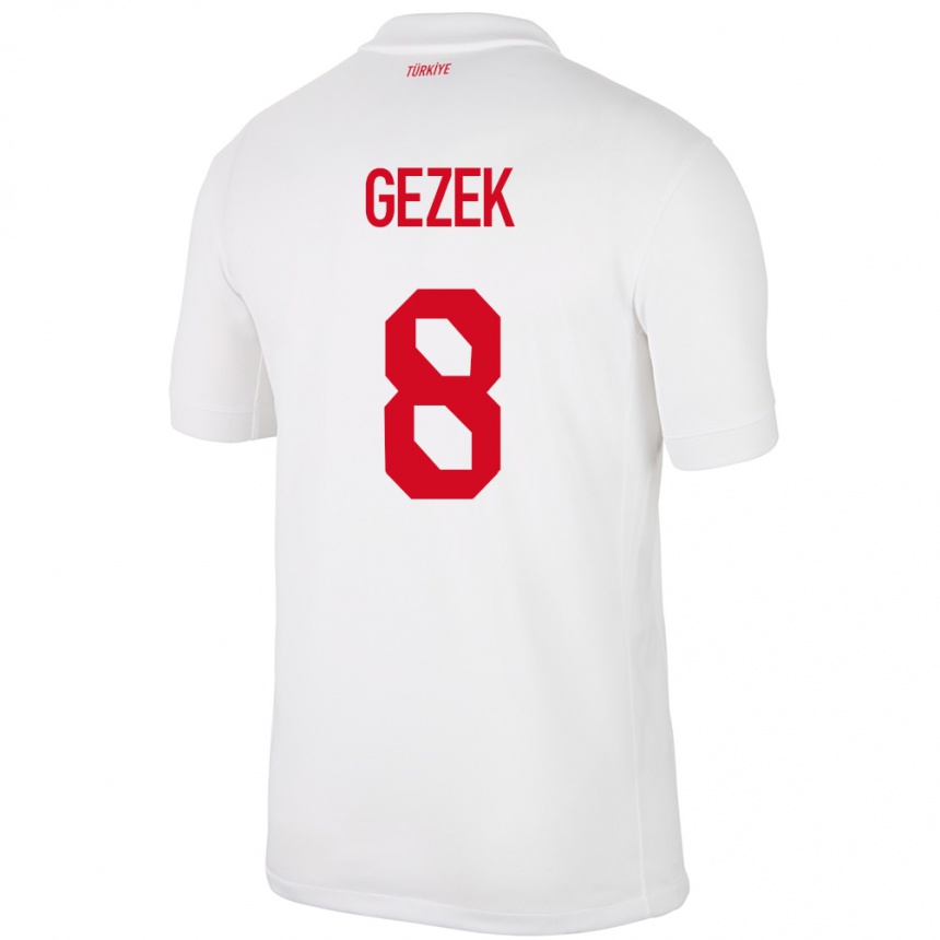 Gyermek Labdarúgás Törökország Baran Gezek #8 Fehér Hazai Jersey 24-26 Mez Póló Ing