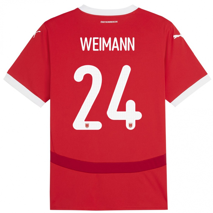 Gyermek Labdarúgás Ausztria Andreas Weimann #24 Piros Hazai Jersey 24-26 Mez Póló Ing