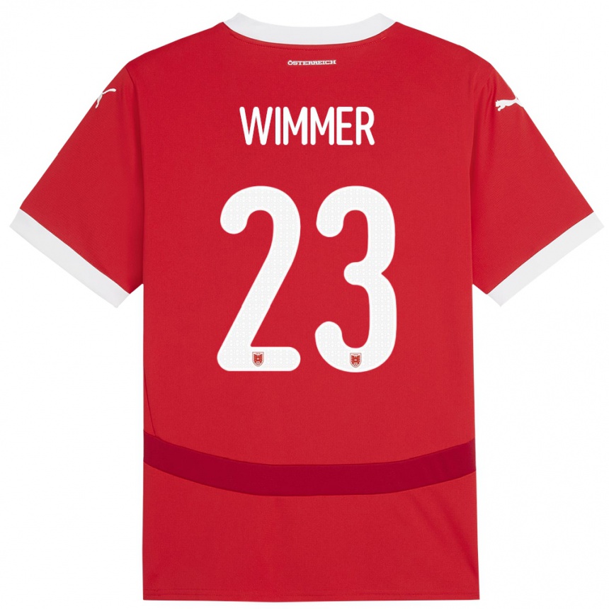 Gyermek Labdarúgás Ausztria Patrick Wimmer #23 Piros Hazai Jersey 24-26 Mez Póló Ing