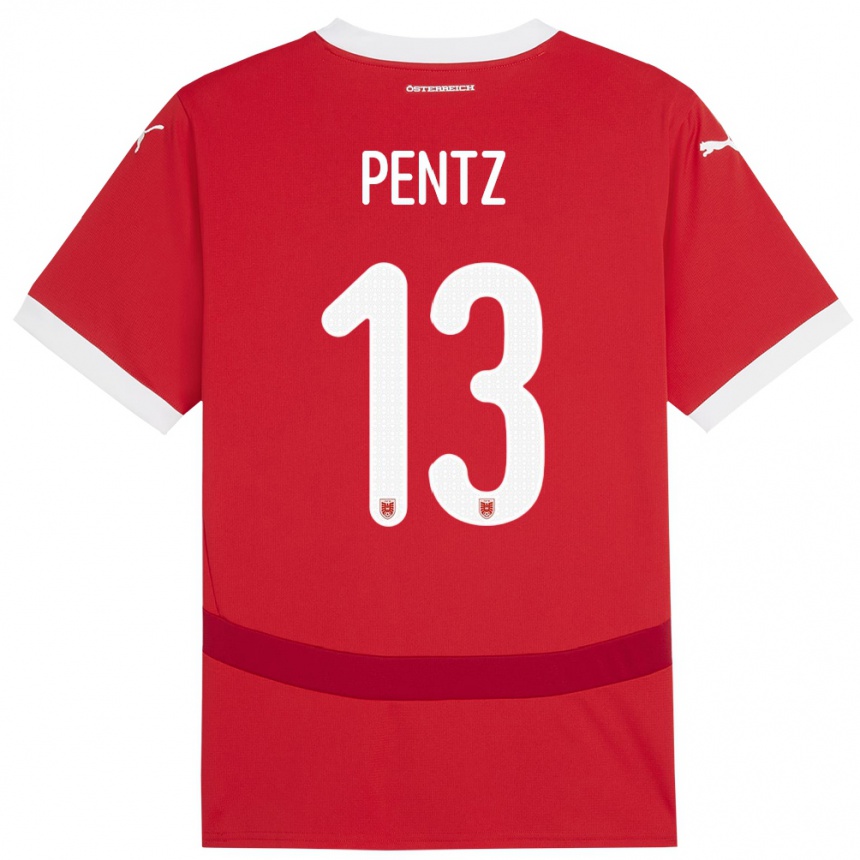 Gyermek Labdarúgás Ausztria Patrick Pentz #13 Piros Hazai Jersey 24-26 Mez Póló Ing