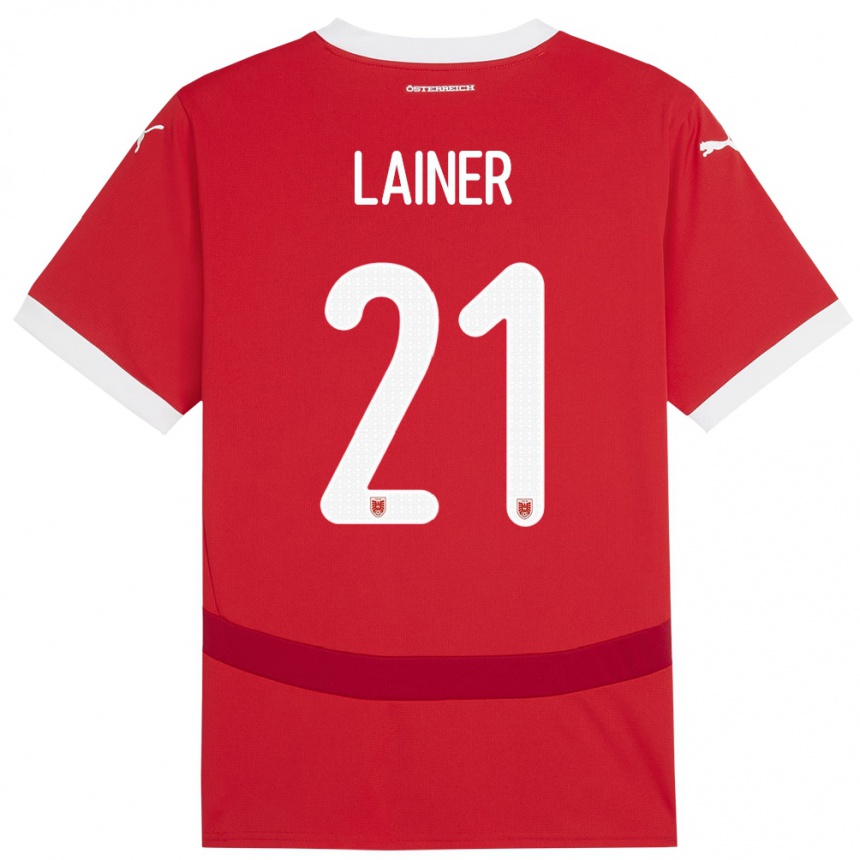 Gyermek Labdarúgás Ausztria Stefan Lainer #21 Piros Hazai Jersey 24-26 Mez Póló Ing