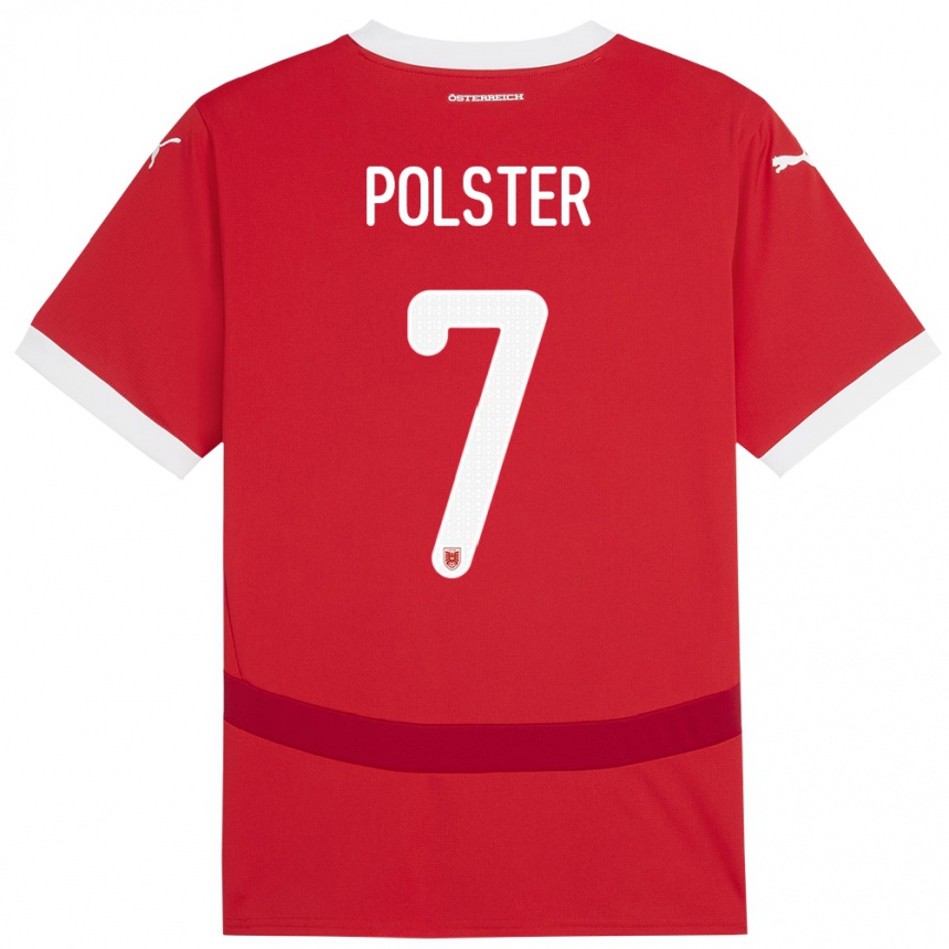 Gyermek Labdarúgás Ausztria Manuel Polster #7 Piros Hazai Jersey 24-26 Mez Póló Ing