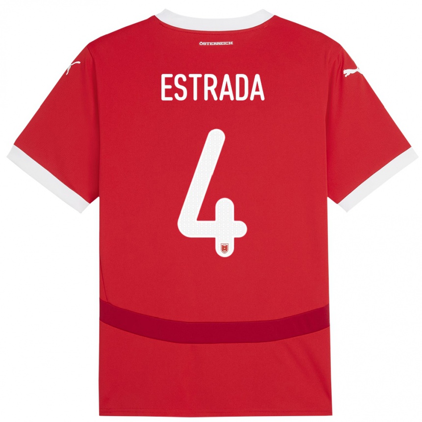 Gyermek Labdarúgás Ausztria Pascal Estrada #4 Piros Hazai Jersey 24-26 Mez Póló Ing