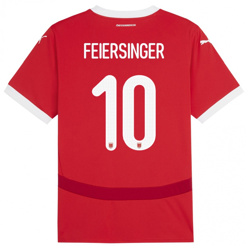 Gyermek Labdarúgás Ausztria Laura Feiersinger #10 Piros Hazai Jersey 24-26 Mez Póló Ing