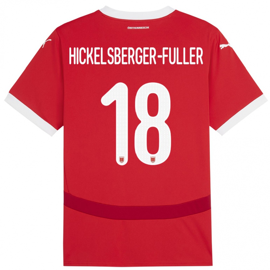 Gyermek Labdarúgás Ausztria Julia Hickelsberger-Füller #18 Piros Hazai Jersey 24-26 Mez Póló Ing