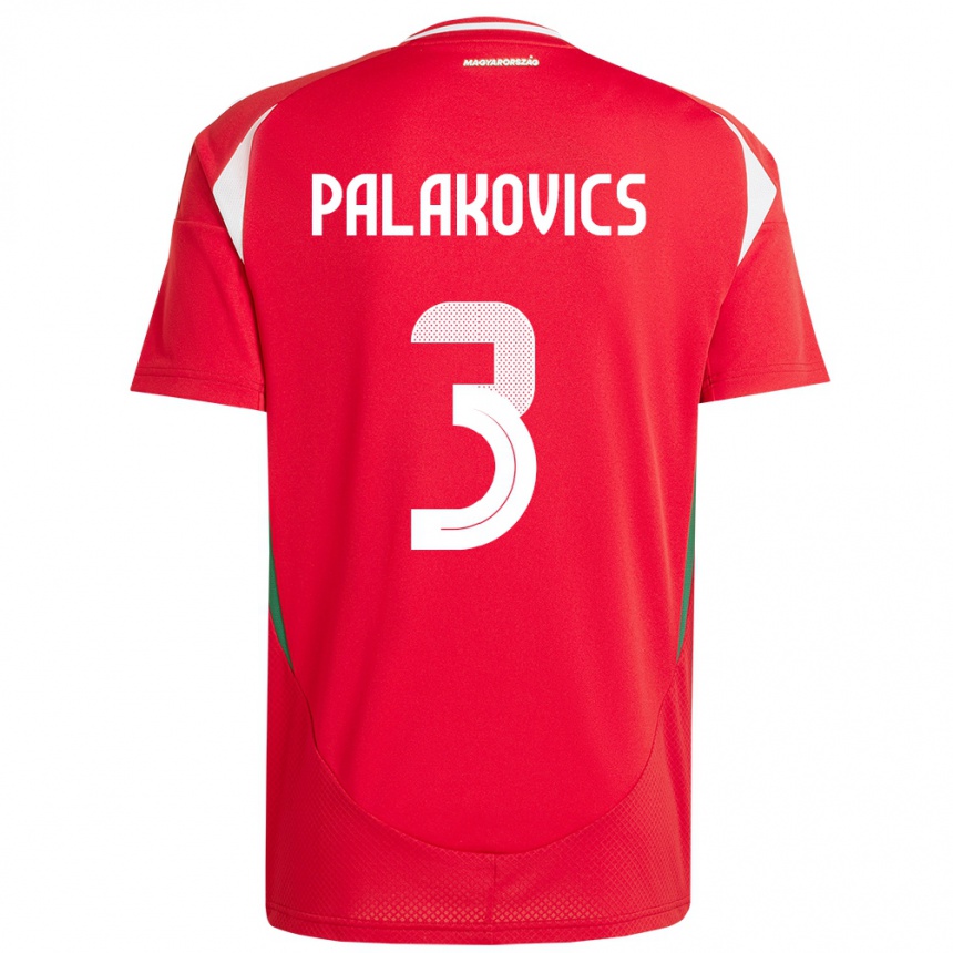 Gyermek Labdarúgás Magyarország Laura Palakovics #3 Piros Hazai Jersey 24-26 Mez Póló Ing