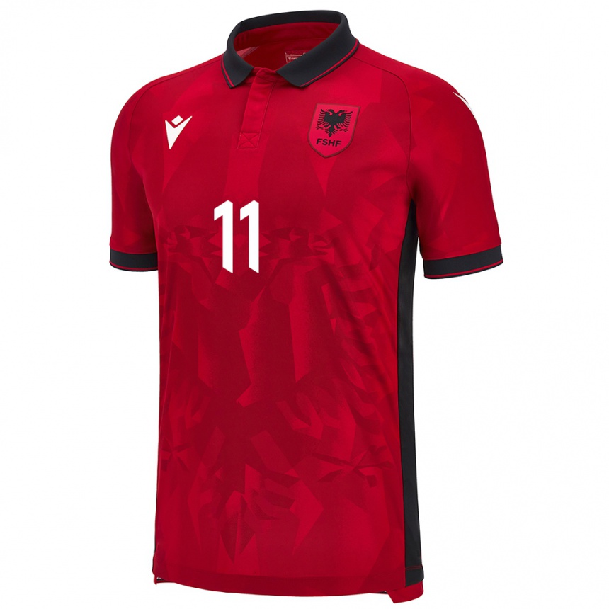 Gyermek Labdarúgás Albania Myrto Uzuni #11 Piros Hazai Jersey 24-26 Mez Póló Ing