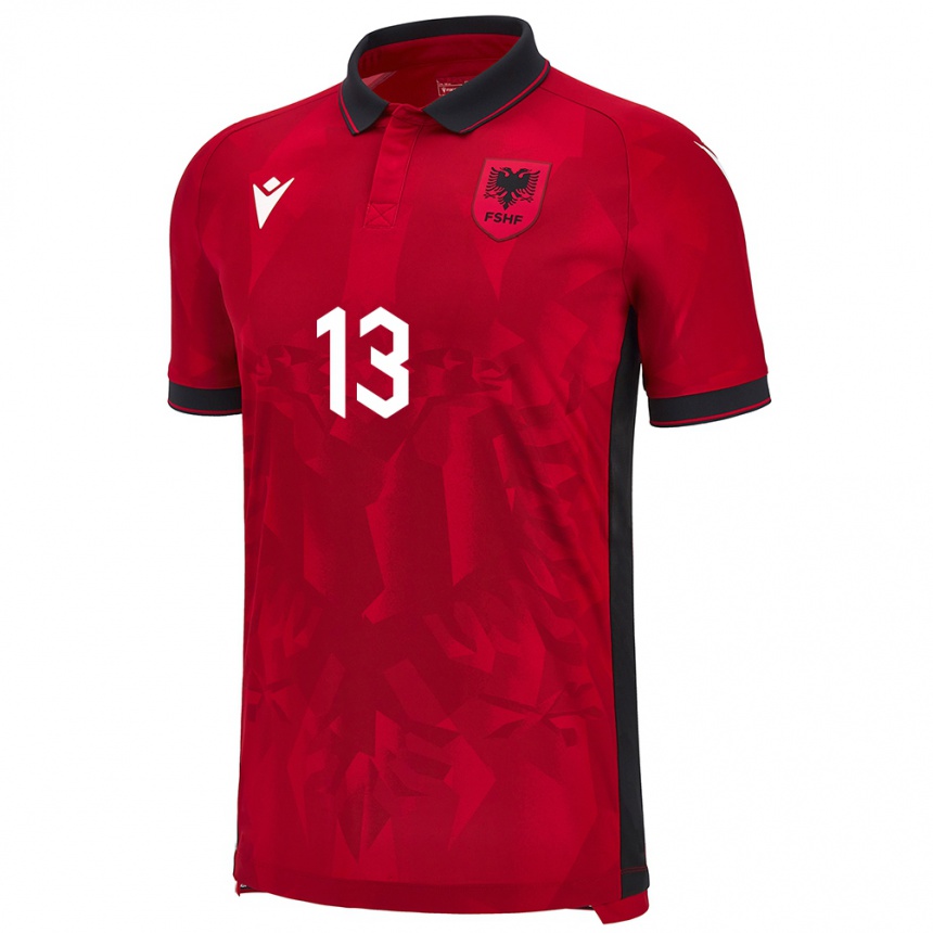 Gyermek Labdarúgás Albania Fabjan Perndreca #13 Piros Hazai Jersey 24-26 Mez Póló Ing