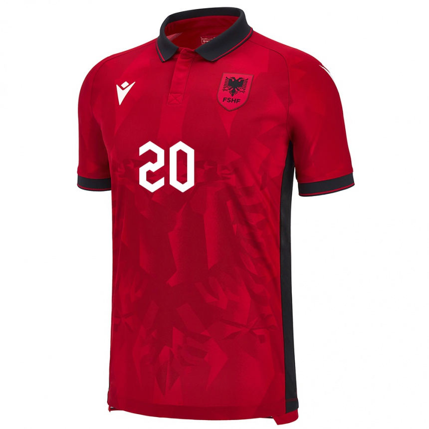 Gyermek Labdarúgás Albania Bora Fucia #20 Piros Hazai Jersey 24-26 Mez Póló Ing