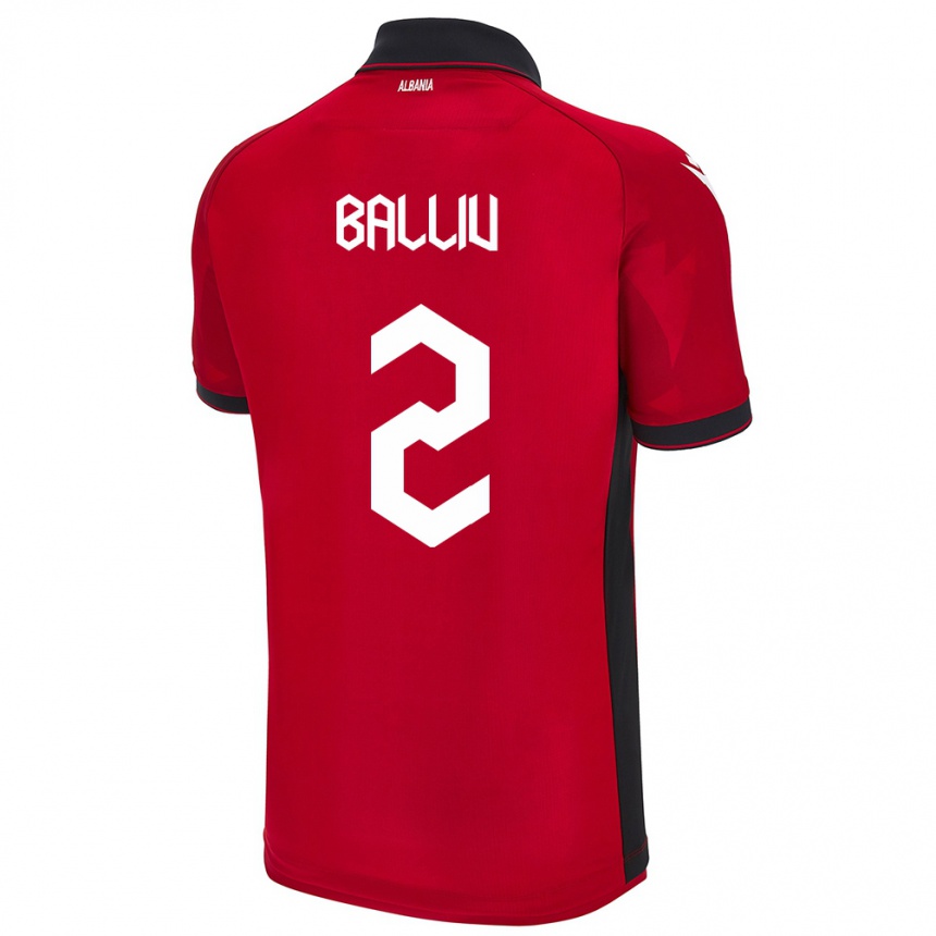 Gyermek Labdarúgás Albania Iván Balliu #2 Piros Hazai Jersey 24-26 Mez Póló Ing