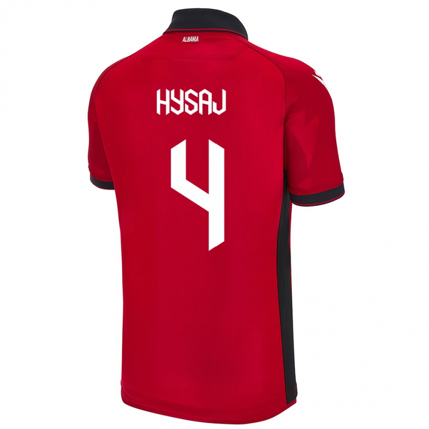 Gyermek Labdarúgás Albania Elseid Hysaj #4 Piros Hazai Jersey 24-26 Mez Póló Ing