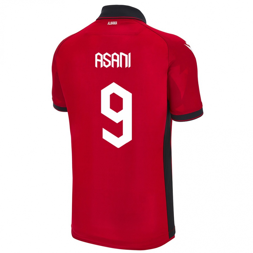 Gyermek Labdarúgás Albania Jasir Asani #9 Piros Hazai Jersey 24-26 Mez Póló Ing