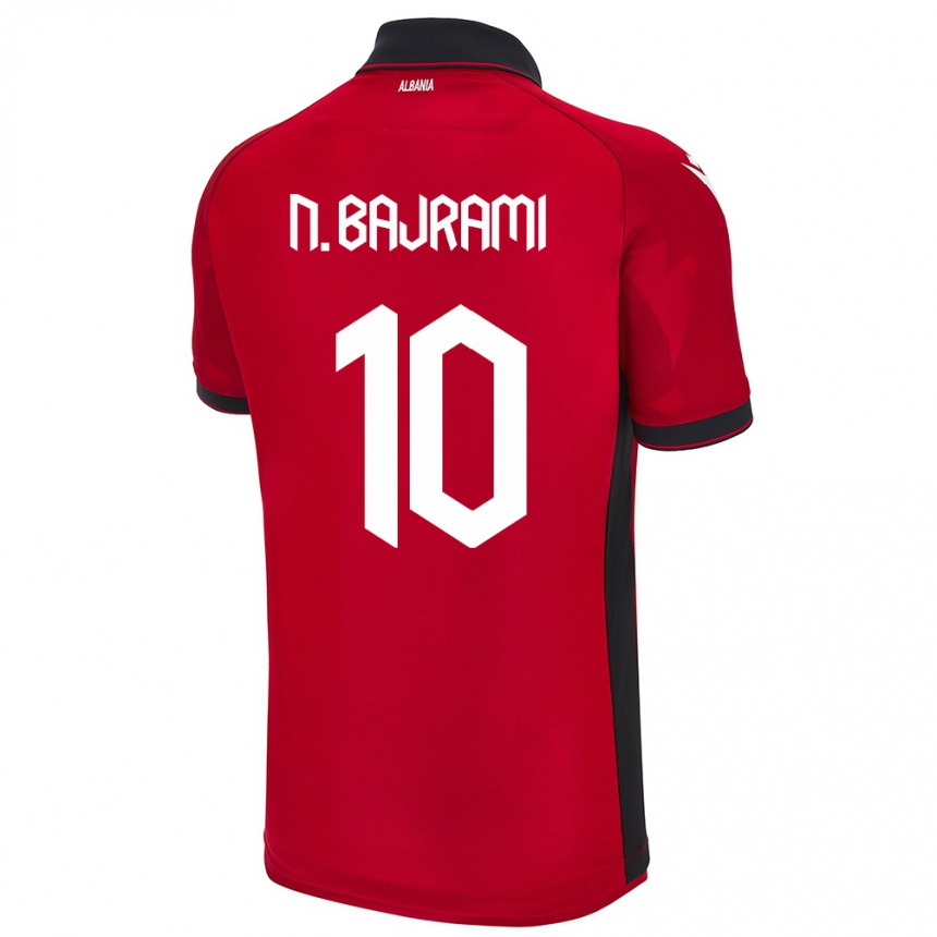 Gyermek Labdarúgás Albania Nedim Bajrami #10 Piros Hazai Jersey 24-26 Mez Póló Ing