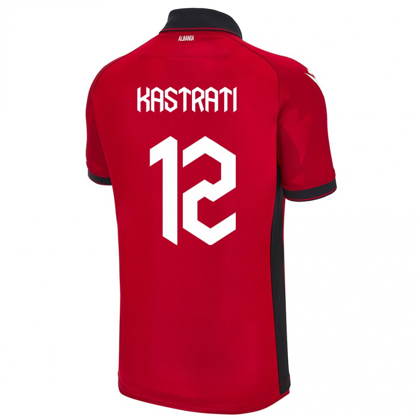 Gyermek Labdarúgás Albania Elhan Kastrati #12 Piros Hazai Jersey 24-26 Mez Póló Ing