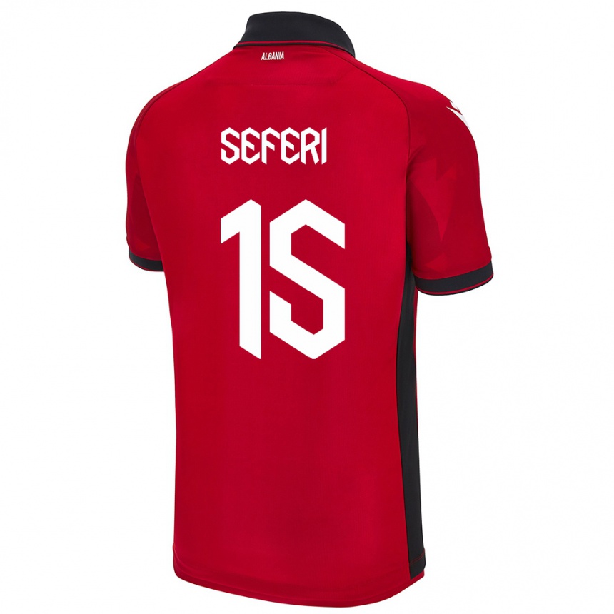 Gyermek Labdarúgás Albania Taulant Seferi #15 Piros Hazai Jersey 24-26 Mez Póló Ing