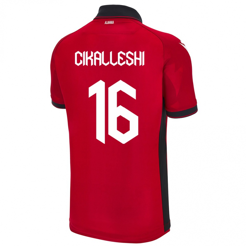 Gyermek Labdarúgás Albania Sokol Cikalleshi #16 Piros Hazai Jersey 24-26 Mez Póló Ing