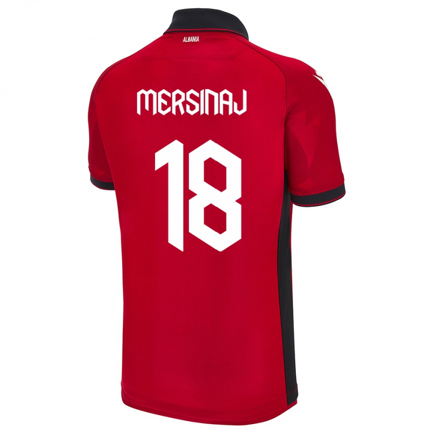 Gyermek Labdarúgás Albania Jon Mersinaj #18 Piros Hazai Jersey 24-26 Mez Póló Ing