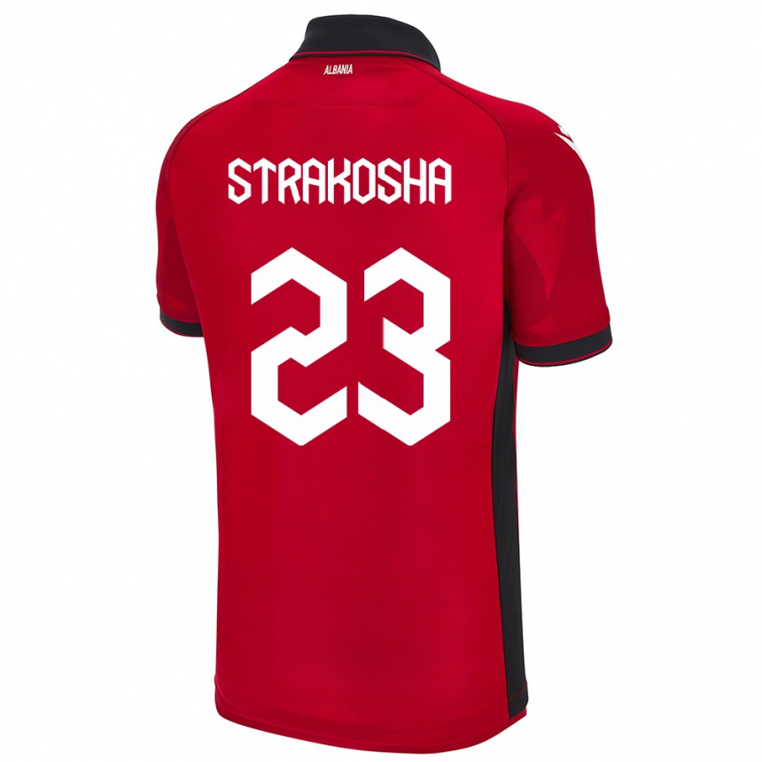 Gyermek Labdarúgás Albania Thomas Strakosha #23 Piros Hazai Jersey 24-26 Mez Póló Ing