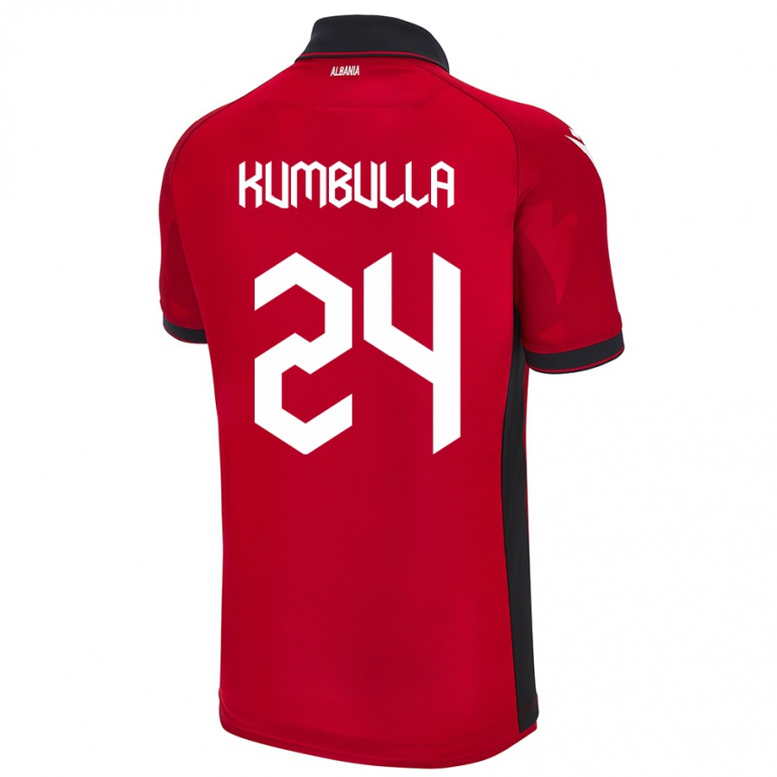 Gyermek Labdarúgás Albania Marash Kumbulla #24 Piros Hazai Jersey 24-26 Mez Póló Ing