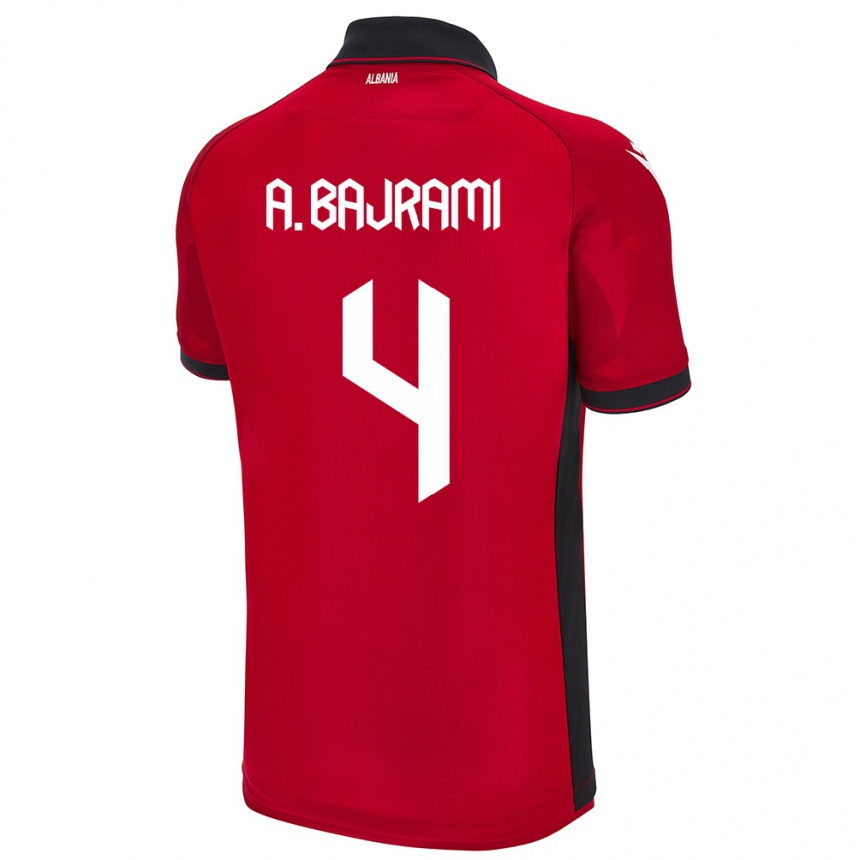 Gyermek Labdarúgás Albania Adrian Bajrami #4 Piros Hazai Jersey 24-26 Mez Póló Ing