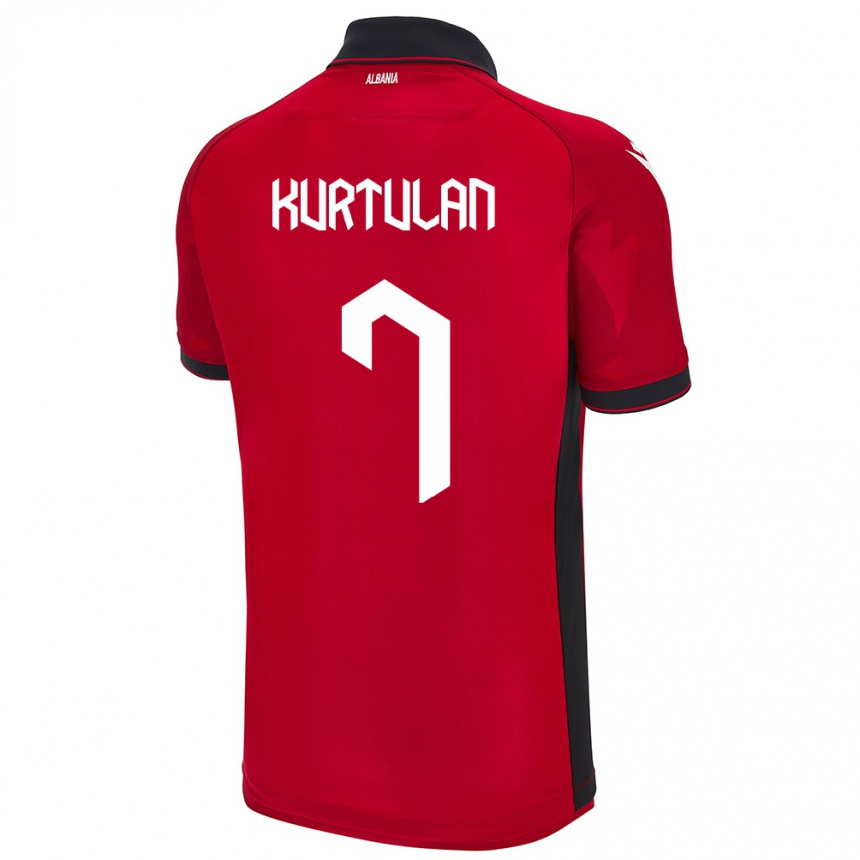 Gyermek Labdarúgás Albania Arda Kurtulan #7 Piros Hazai Jersey 24-26 Mez Póló Ing