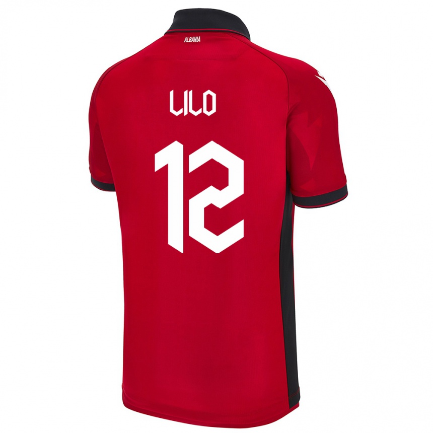 Gyermek Labdarúgás Albania Klidman Lilo #12 Piros Hazai Jersey 24-26 Mez Póló Ing