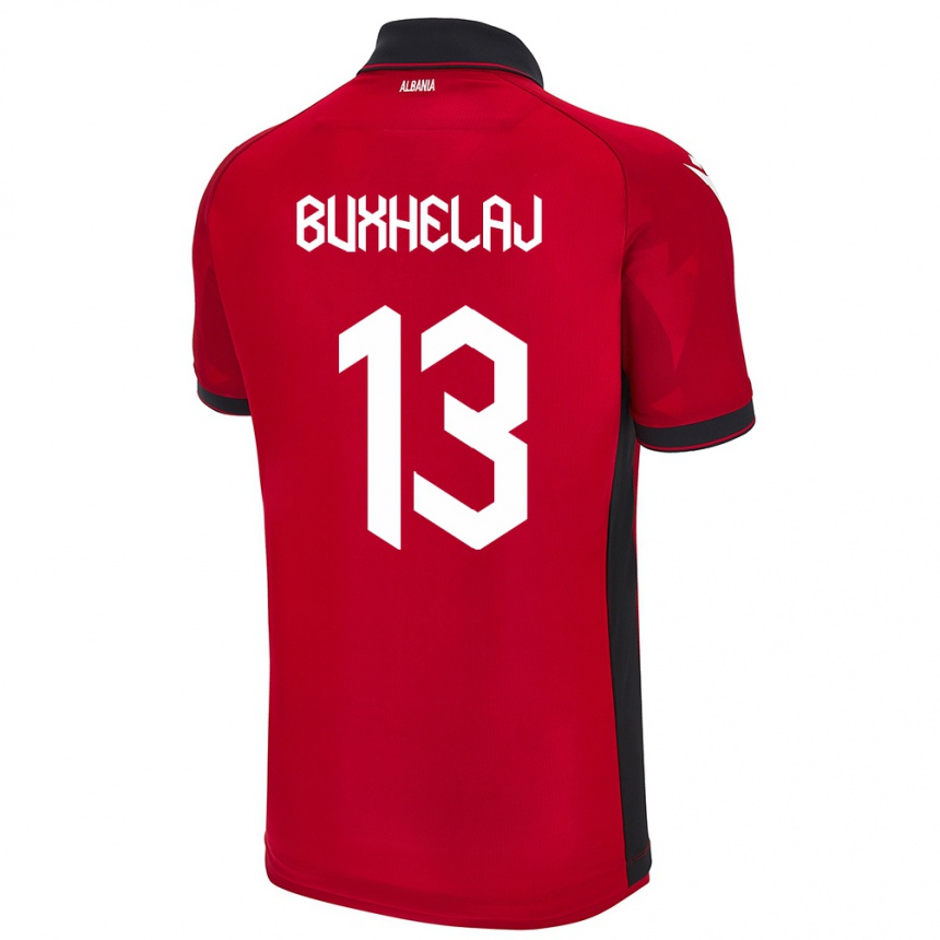 Gyermek Labdarúgás Albania Paulo Buxhelaj #13 Piros Hazai Jersey 24-26 Mez Póló Ing