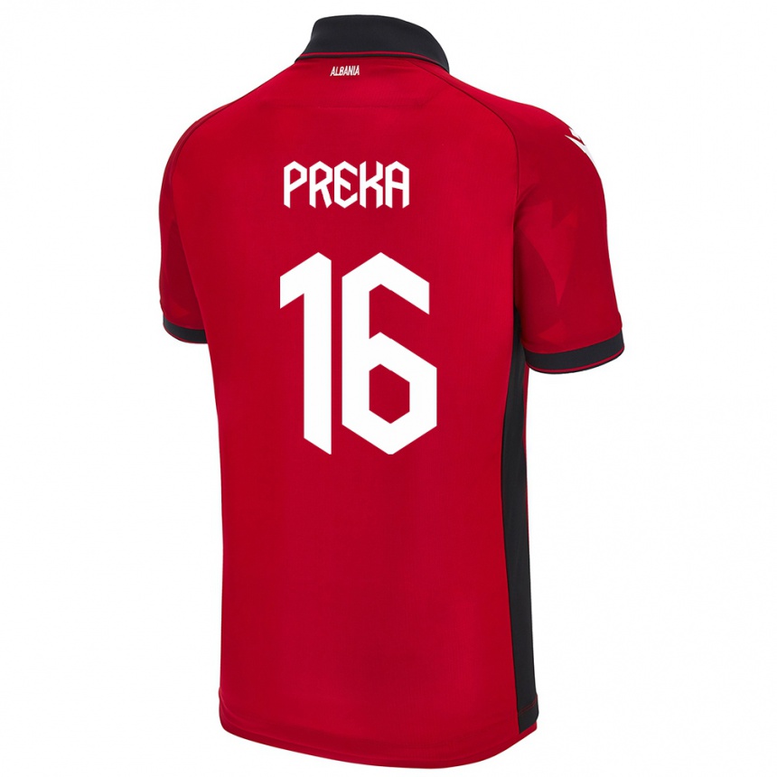 Gyermek Labdarúgás Albania Marcelino Preka #16 Piros Hazai Jersey 24-26 Mez Póló Ing