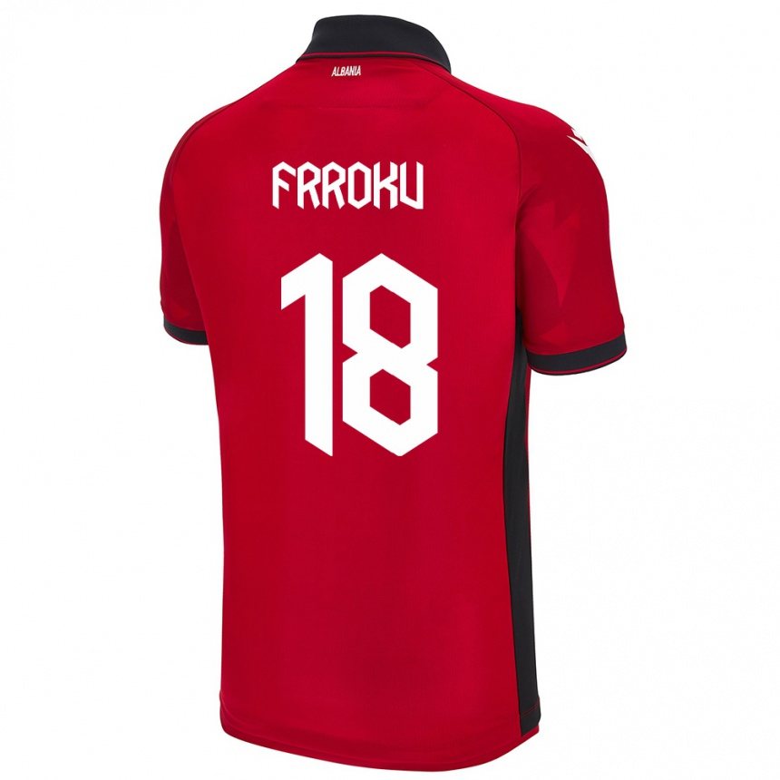 Gyermek Labdarúgás Albania Leandro Frroku #18 Piros Hazai Jersey 24-26 Mez Póló Ing