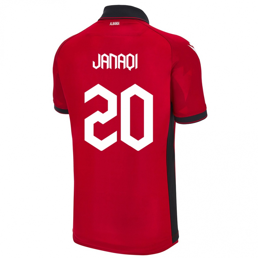 Gyermek Labdarúgás Albania Dejvid Janaqi #20 Piros Hazai Jersey 24-26 Mez Póló Ing