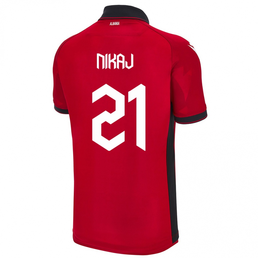 Gyermek Labdarúgás Albania Ardit Nikaj #21 Piros Hazai Jersey 24-26 Mez Póló Ing