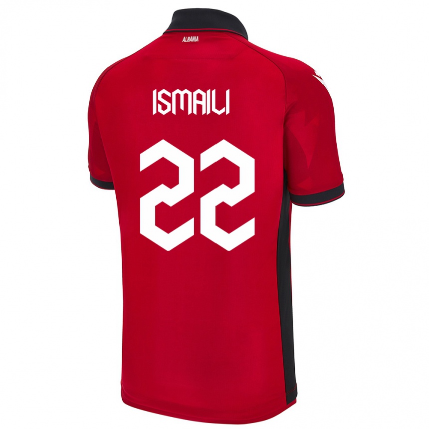 Gyermek Labdarúgás Albania Ysni Ismaili #22 Piros Hazai Jersey 24-26 Mez Póló Ing