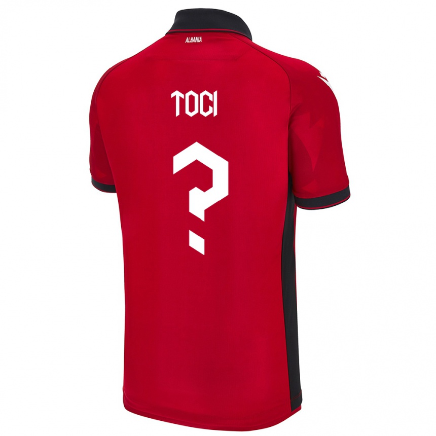 Gyermek Labdarúgás Albania Eljon Toci #0 Piros Hazai Jersey 24-26 Mez Póló Ing