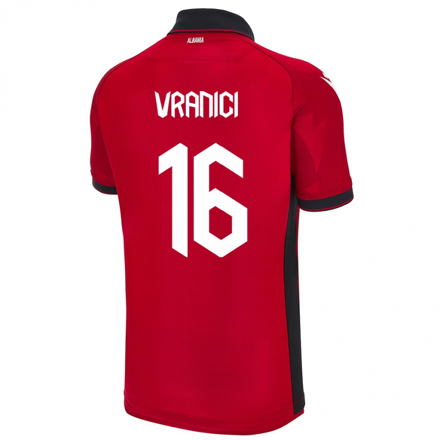 Gyermek Labdarúgás Albania Dean Vranici #16 Piros Hazai Jersey 24-26 Mez Póló Ing