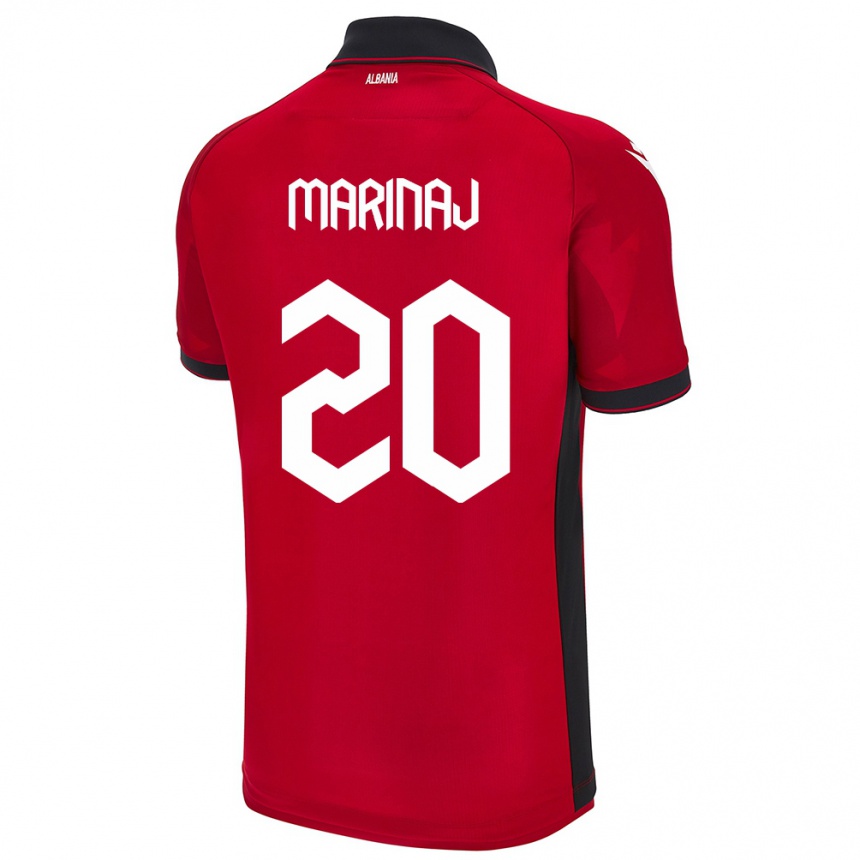 Gyermek Labdarúgás Albania Kledi Marinaj #20 Piros Hazai Jersey 24-26 Mez Póló Ing