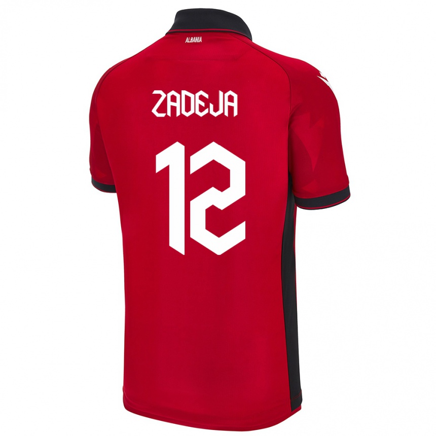 Gyermek Labdarúgás Albania Darius Zadeja #12 Piros Hazai Jersey 24-26 Mez Póló Ing