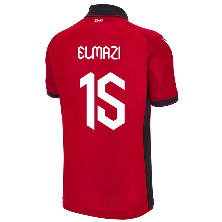 Gyermek Labdarúgás Albania Enea Elmazi #15 Piros Hazai Jersey 24-26 Mez Póló Ing