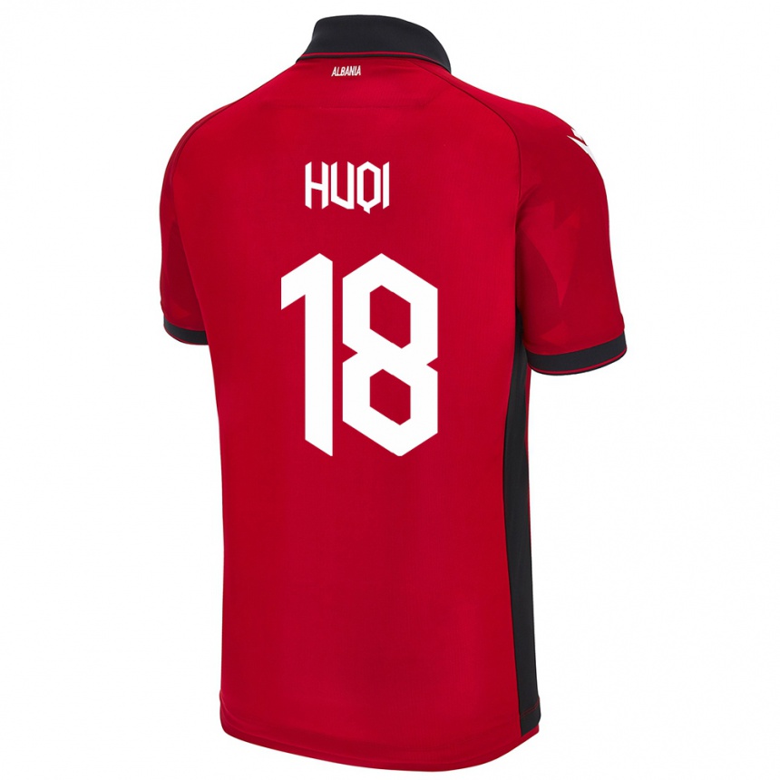 Gyermek Labdarúgás Albania Mattia Huqi #18 Piros Hazai Jersey 24-26 Mez Póló Ing