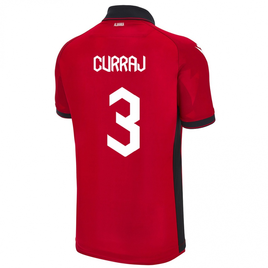 Gyermek Labdarúgás Albania Arbenita Curraj #3 Piros Hazai Jersey 24-26 Mez Póló Ing