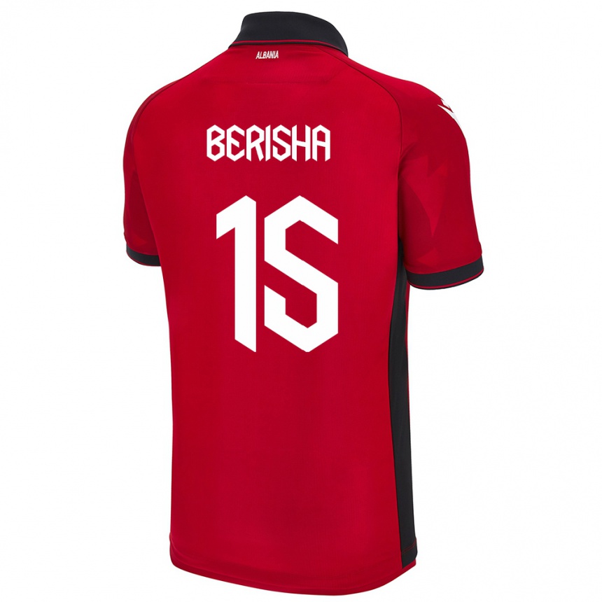 Gyermek Labdarúgás Albania Gresa Berisha #15 Piros Hazai Jersey 24-26 Mez Póló Ing