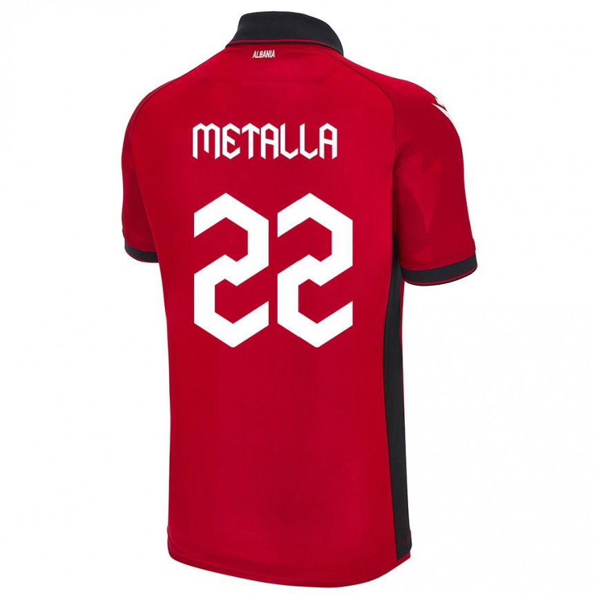 Gyermek Labdarúgás Albania Mikaela Metalla #22 Piros Hazai Jersey 24-26 Mez Póló Ing