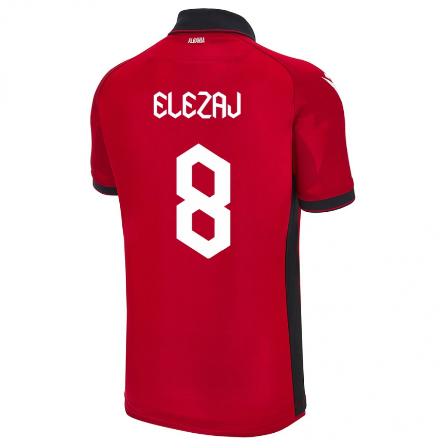 Gyermek Labdarúgás Albania Endrina Elezaj #8 Piros Hazai Jersey 24-26 Mez Póló Ing