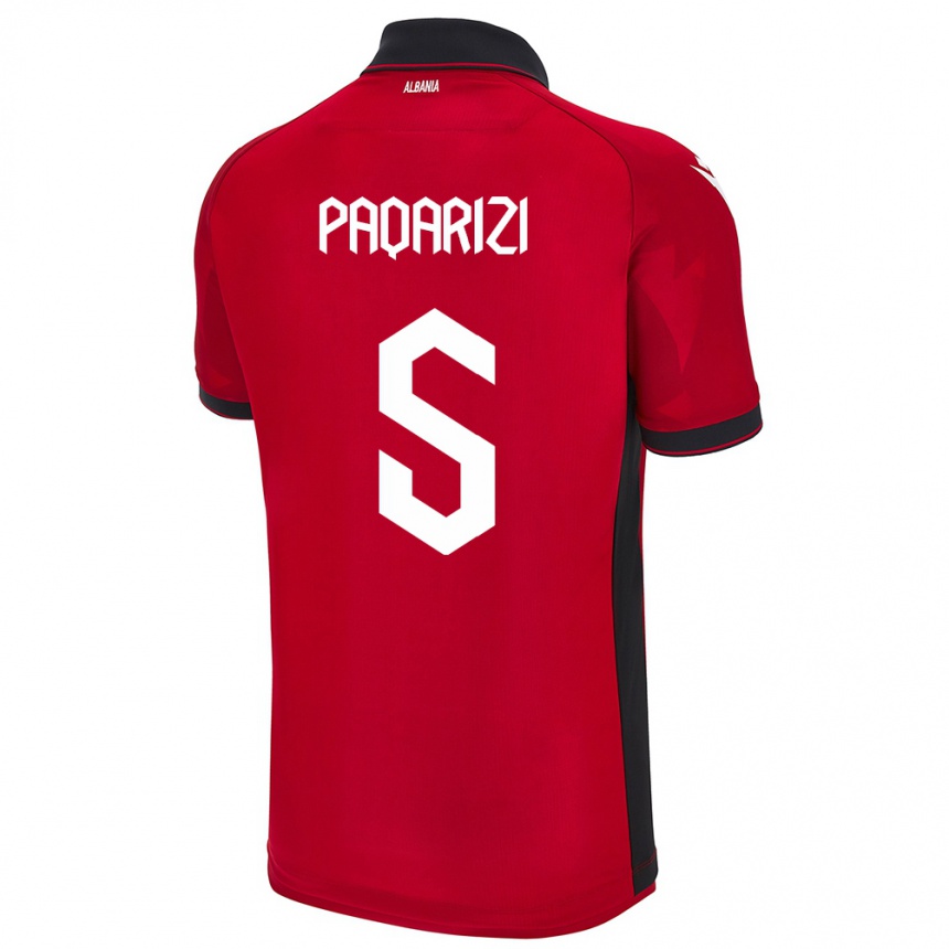 Gyermek Labdarúgás Albania Vesa Paqarizi #5 Piros Hazai Jersey 24-26 Mez Póló Ing