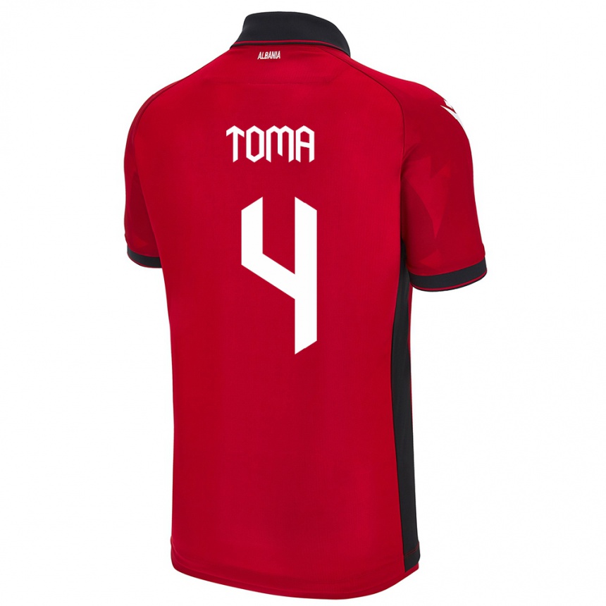 Gyermek Labdarúgás Albania Stella Toma #4 Piros Hazai Jersey 24-26 Mez Póló Ing