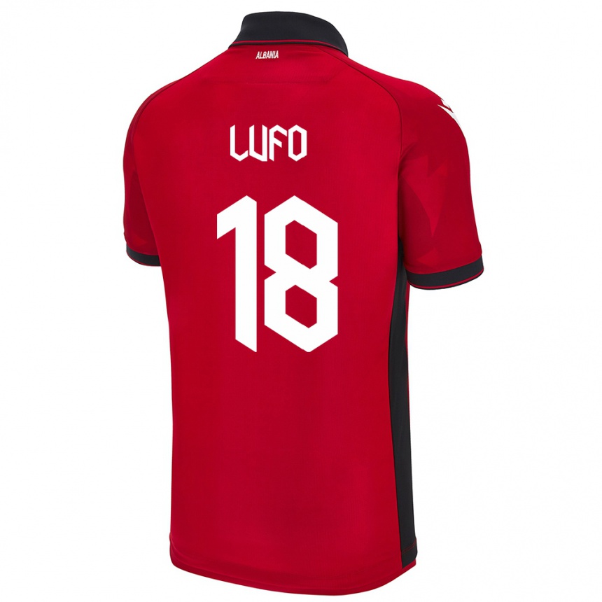 Gyermek Labdarúgás Albania Esi Lufo #18 Piros Hazai Jersey 24-26 Mez Póló Ing