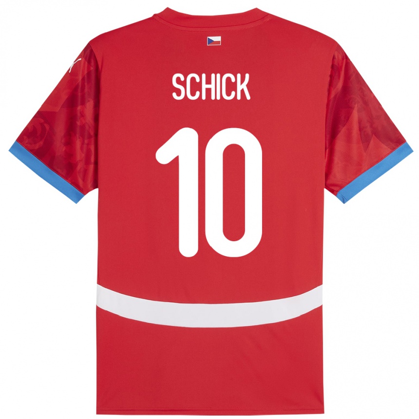 Gyermek Labdarúgás Csehország Patrik Schick #10 Piros Hazai Jersey 24-26 Mez Póló Ing